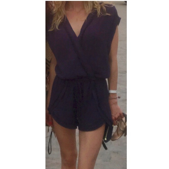 126. Heartloom Mari Surplice Romper/Jumpsuit Navy Blue - Picture 1 of 8